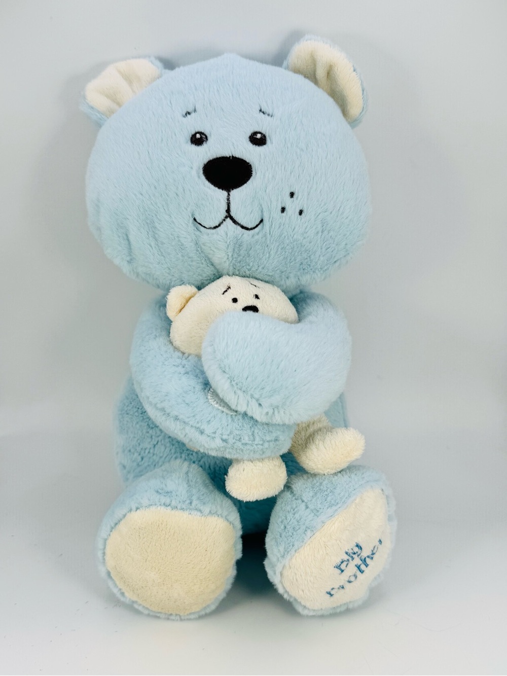 Baby Ganz Big Brother Blue Bear 15" Plush Stuffed Animal Holding Little Bear
